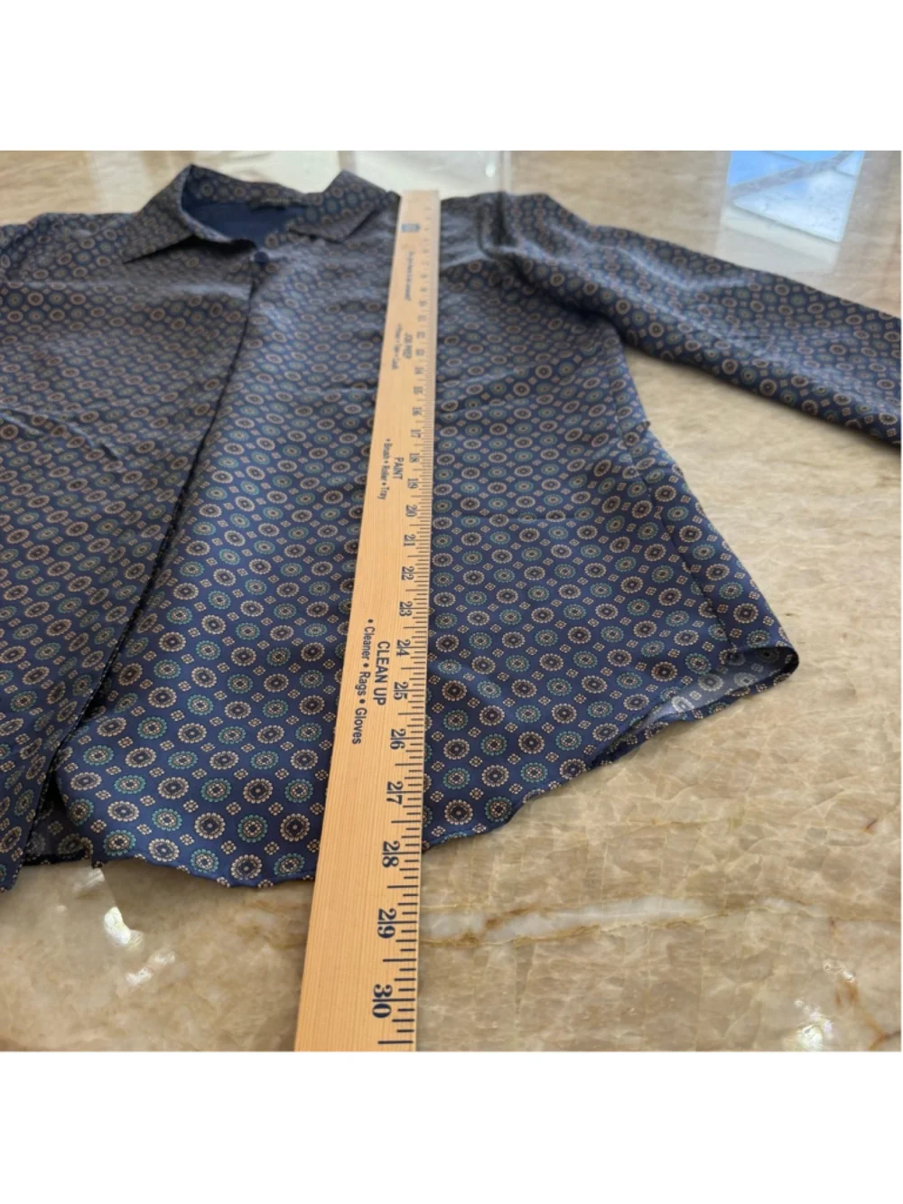 Lafayette 148 silk Button Down Shirt M Blue Brown Dot Print, oversized cuffed - Picture 8 of 11